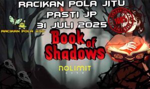 Simbol buku mistik memicu Shadow Spins di Book of Shadows untuk Racikan Pola Jitu 31 Juli 2025.