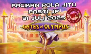 Zeus melempar petir dengan pengali di Gates of Olympus untuk Racikan Pola Jitu 31 Juli 2025.