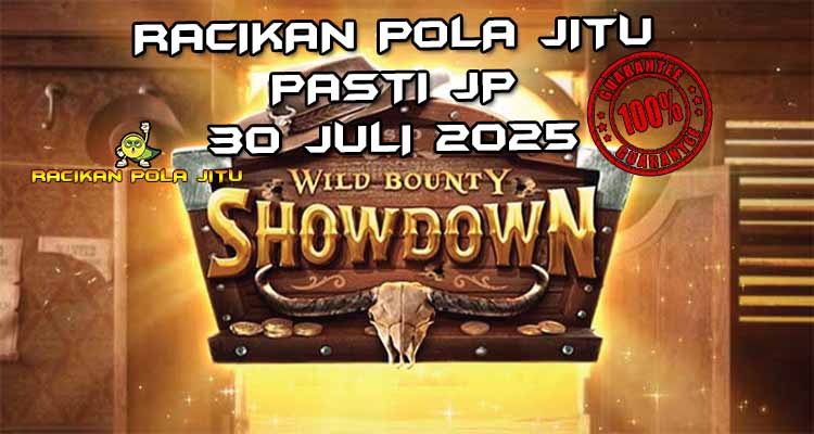 Gulungan Wild Bounty Showdown dengan simbol koboi untuk Racikan Pola Jitu 30 Juli 2025.