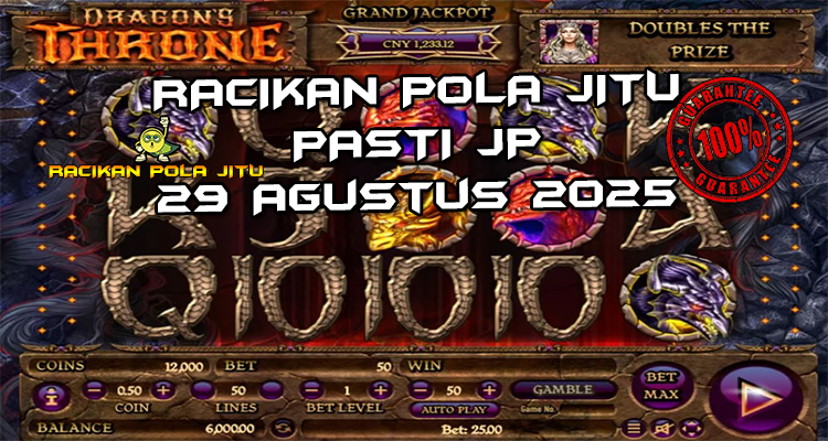 Tabel strategi Racikan Pola Jitu Dragon’s Throne di Rajaslot 29 Agustus 2025 dengan pola taruhan api kerajaan.