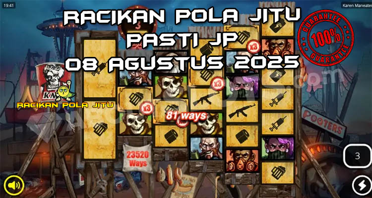 Tabel strategi Racikan Pola Jitu Karen Maneater 8 Agustus 2025 dengan pola taruhan dinamis.