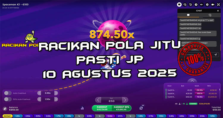 Tabel strategi Racikan Pola Jitu Spaceman di Rajaslot 10 Agustus 2025 dengan pola taruhan.