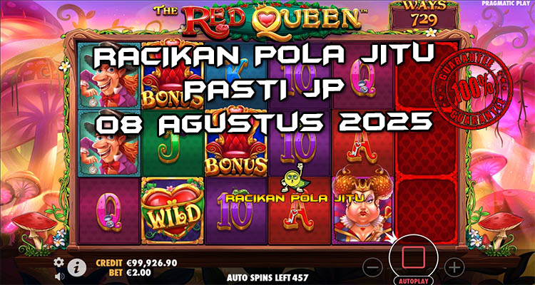 Tabel strategi Racikan Pola Jitu The Red Queen 7 Agustus 2025 dengan pola taruhan dinamis.