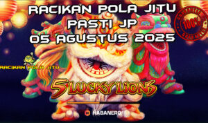 Singa emas di 5 Lucky Lions dengan Free Spins untuk Racikan Pola Jitu 5 Agustus 2025.