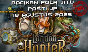Dinosaurus London Hunter dengan Free Spins untuk Racikan Pola Jitu London Hunter di Rajaslot 18 Agustus 2025.