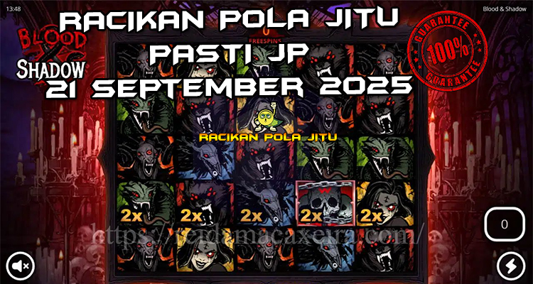 Tabel strategi Racikan Pola Jitu Rajaslot Game Blood & Shadow 21 September 2025 dengan pola taruhan pentagram mistis.