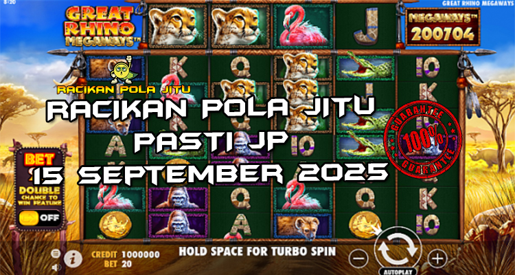 Tabel strategi Racikan Pola Jitu Rajaslot Game Great Rhino Megaways 15 September 2025 dengan pola taruhan badak perkasa.