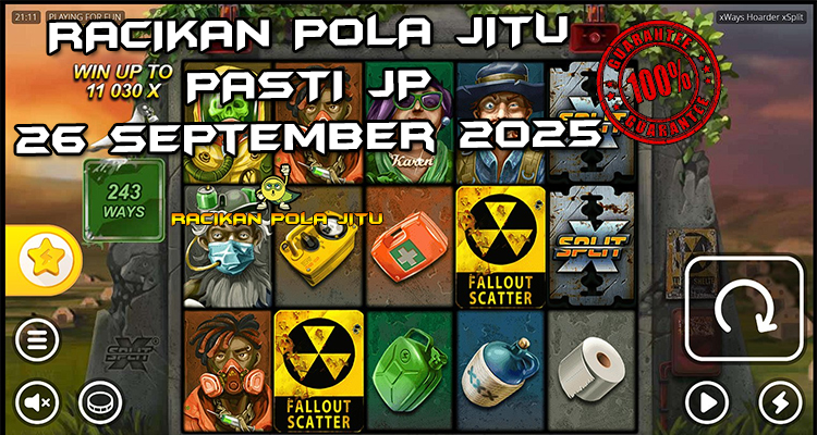 Tabel strategi Racikan Pola Jitu Rajaslot Game xWays Hoarder xSplit 26 September 2025 dengan pola taruhan kota terbengkalai.