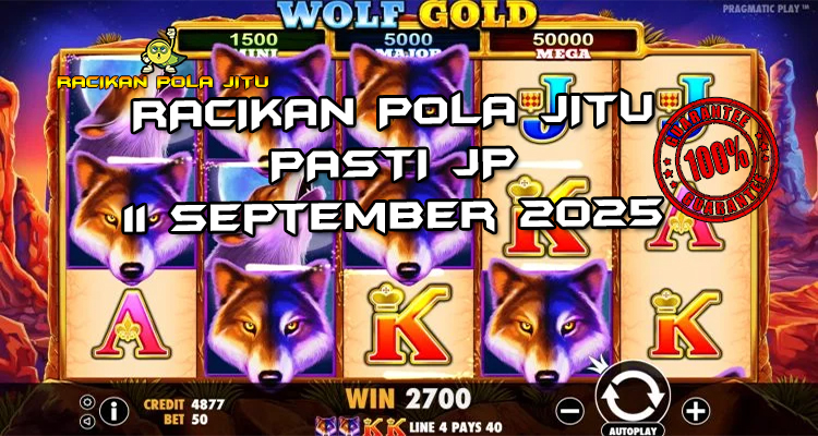 Tabel strategi Racikan Pola Jitu Rajaslot Game Wolf Gold 11 September 2025 dengan pola taruhan bulan purnama.
