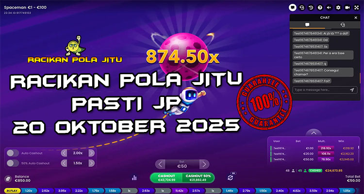Tabel strategi Racikan Pola Jitu Rajaslot Game Spaceman 20 Oktober 2025 dengan pola antariksa.