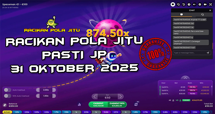 Tabel strategi Racikan Pola Jitu Rajaslot Game Spaceman 31 Oktober 2025 dengan pola astronot luar angkasa.