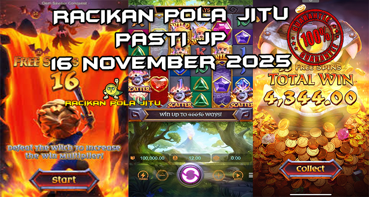 Tabel strategi Racikan Pola Jitu Rajaslot Game Gem Saviour Conquest 16 November 2025 dengan pola penakluk permata.