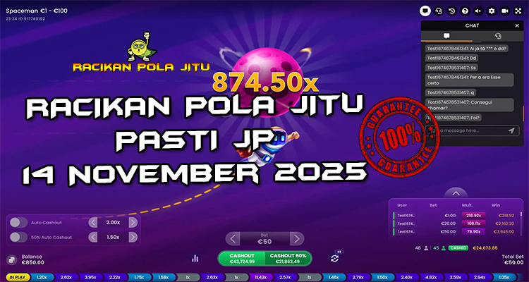Tabel strategi Racikan Pola Jitu Rajaslot Game Spaceman 14 November 2025 dengan pola astronot luar angkasa.