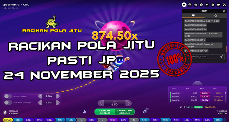 Tabel strategi Racikan Pola Jitu Rajaslot Game Spaceman 24 November 2025 dengan pola astronot luar angkasa.