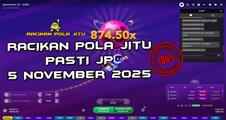 Tabel strategi Racikan Pola Jitu Rajaslot Game Spaceman 5 November 2025 dengan pola astronot luar angkasa.