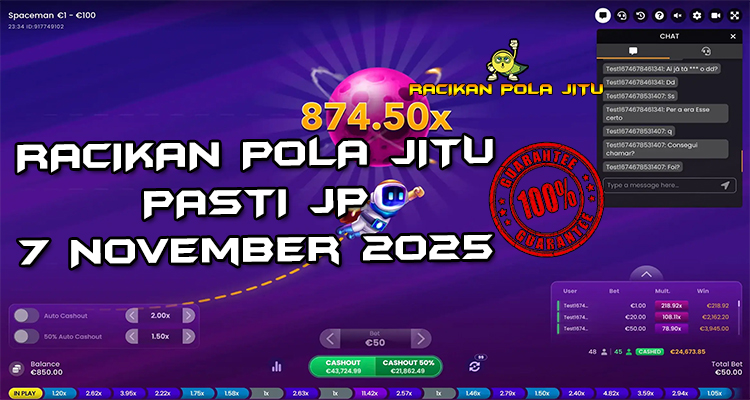 Tabel strategi Racikan Pola Jitu Rajaslot Game Spaceman 7 November 2025 dengan pola astronot luar angkasa.