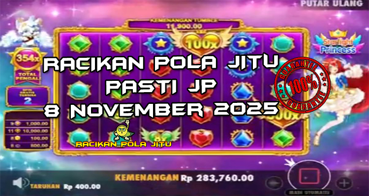 Tabel strategi Racikan Pola Jitu Rajaslot Game Starlight Princess 8 November 2025 dengan pola putri bintang.