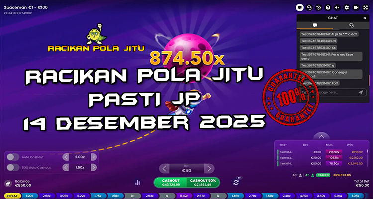 Tabel strategi Racikan Pola Jitu Rajaslot Game Spaceman 14 Desember 2025 dengan pola astronot luar angkasa.