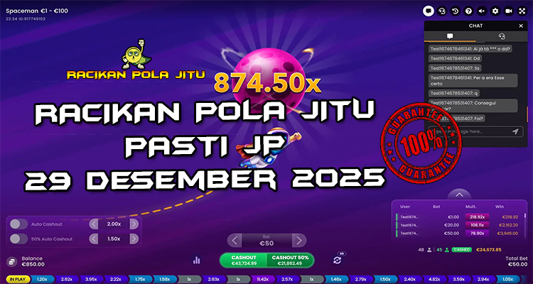 Tabel strategi Racikan Pola Jitu Rajaslot Game Spaceman 29 Desember 2025 dengan pola astronot luar angkasa.