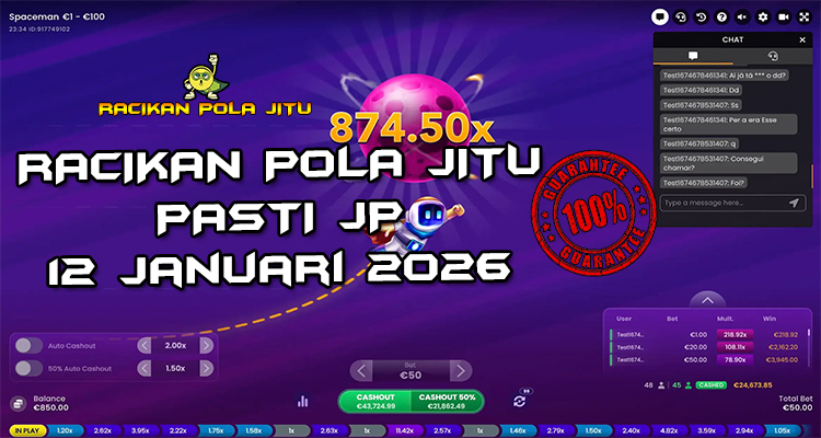 Tabel strategi cash out Racikan Pola Jitu Rajaslot Game Spaceman 12 Januari 2026 dengan pola astronot luar angkasa.