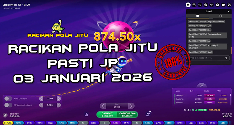 Tabel strategi Racikan Pola Jitu Rajaslot Game Spaceman 3 Januari 2026 dengan pola astronot luar angkasa.