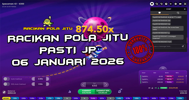 Tabel strategi Racikan Pola Jitu Rajaslot Game Spaceman 6 Januari 2026 dengan pola astronot luar angkasa.
